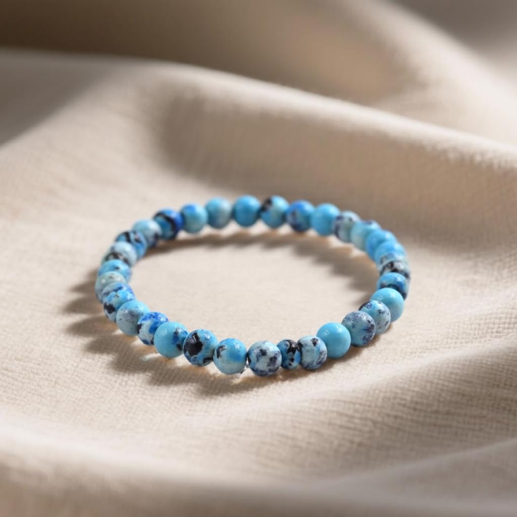 PZTIIY Natural Energy Healing Stone Charm Bracelet 6mm Natural Energy Healing Lava Rock Bracelet - Unisex (Small)