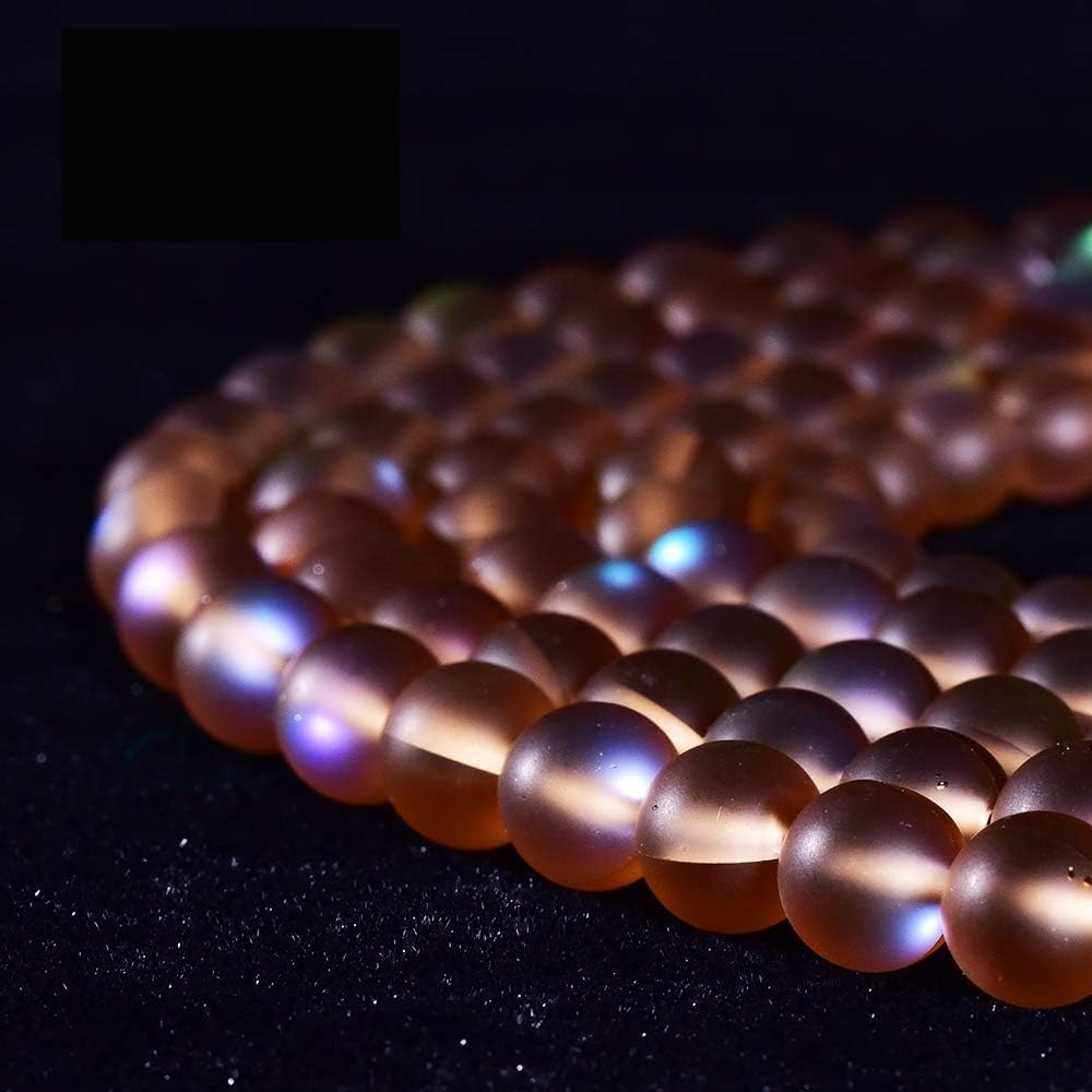 Asingeloo 38PCS 10mm Natural Coffee Mystic Aura Quartz Gemstone Frosted Matte Titanium Round Loose Spacer Beads 15 inch Full Strand Crystal Healing Power Quartz