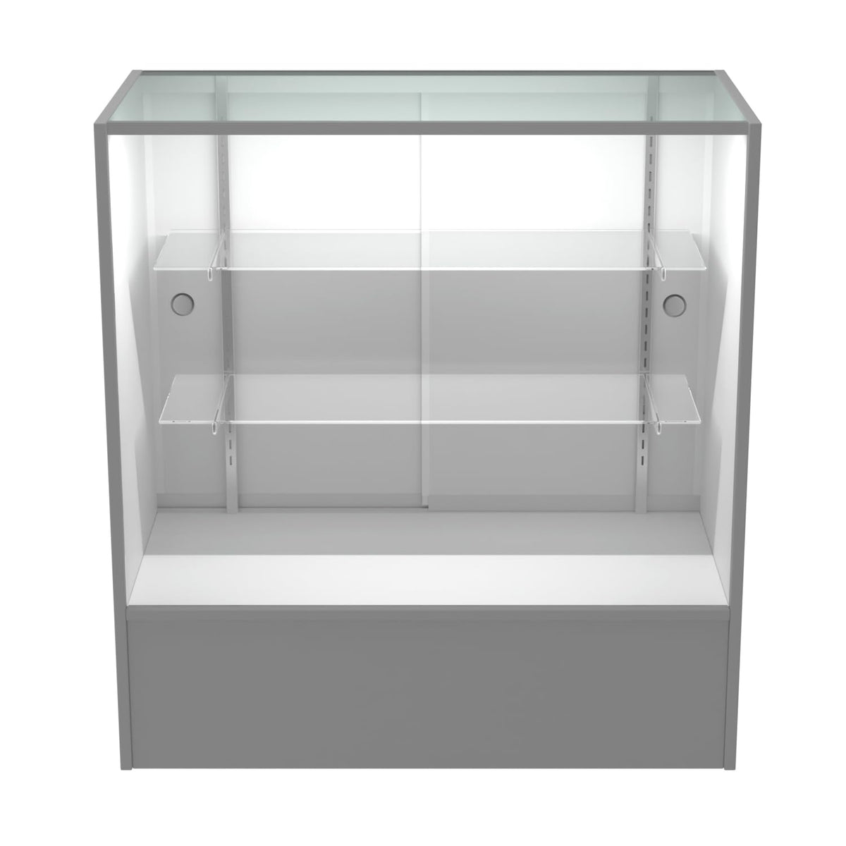 HUZJIEHUI 36" W x 18" D x 38" H - Retail Display Cabinet, White Wooden Full View Glass Display Cabinet with LED Lights and Glass Shelves