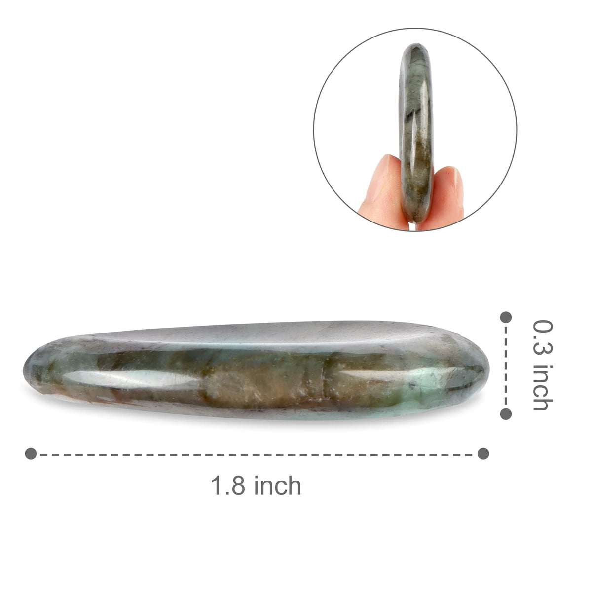 Artistone Labradorite Crystal Thumb Worry Stone Hand Carved Healing Crystal Pocket Stone for Meditation Reiki, Water Drop Shaped