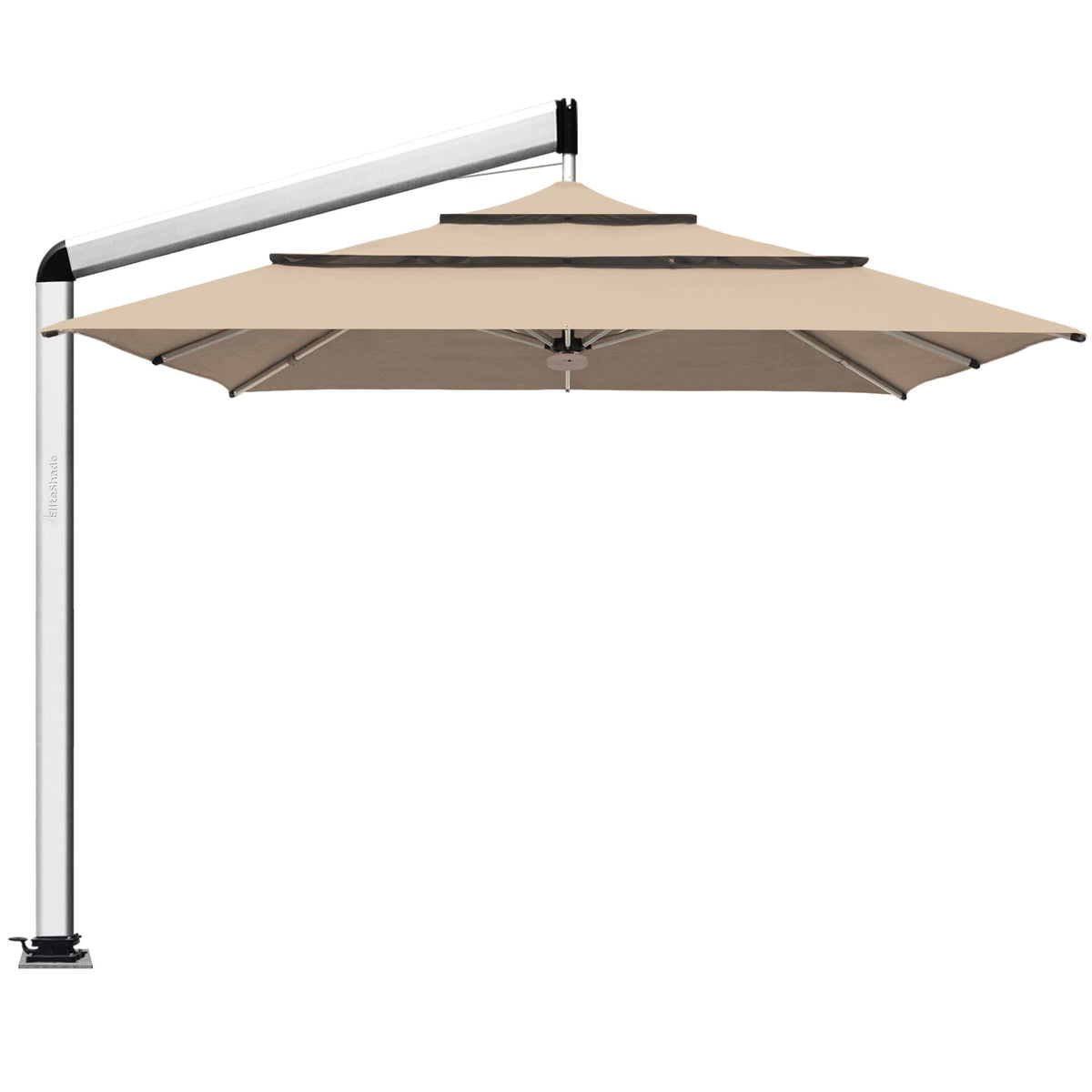 EliteShade USA Atlas 3-Tier 10x10FT Full Aluminum Cantilever Patio Umbrella for Outdoor restaurant Garden Courtyard Deck Pool and Marketing with Light,Heather Beige