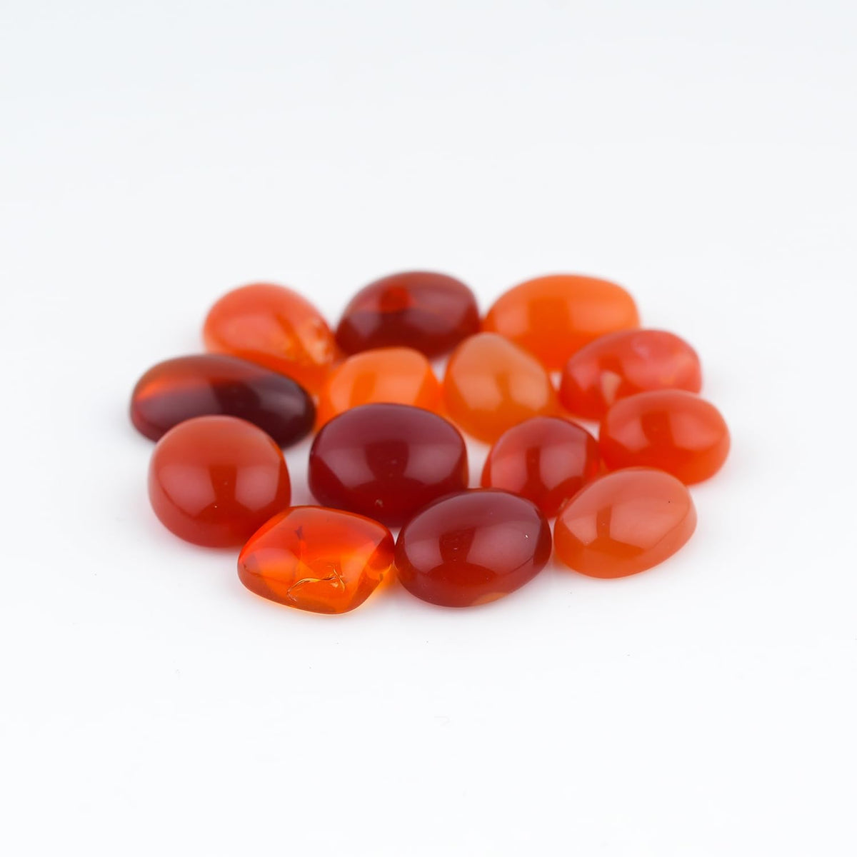 ColouredRocks (11-14 pcs. MEXICAN FIRE OPAL, Mix Shape, Natural Cabochon Crystals, Loose Gemstone, Wholesale Polished Supply, Jewelry Making, DIY Craft, Gem Collection (8-12 mm free size)