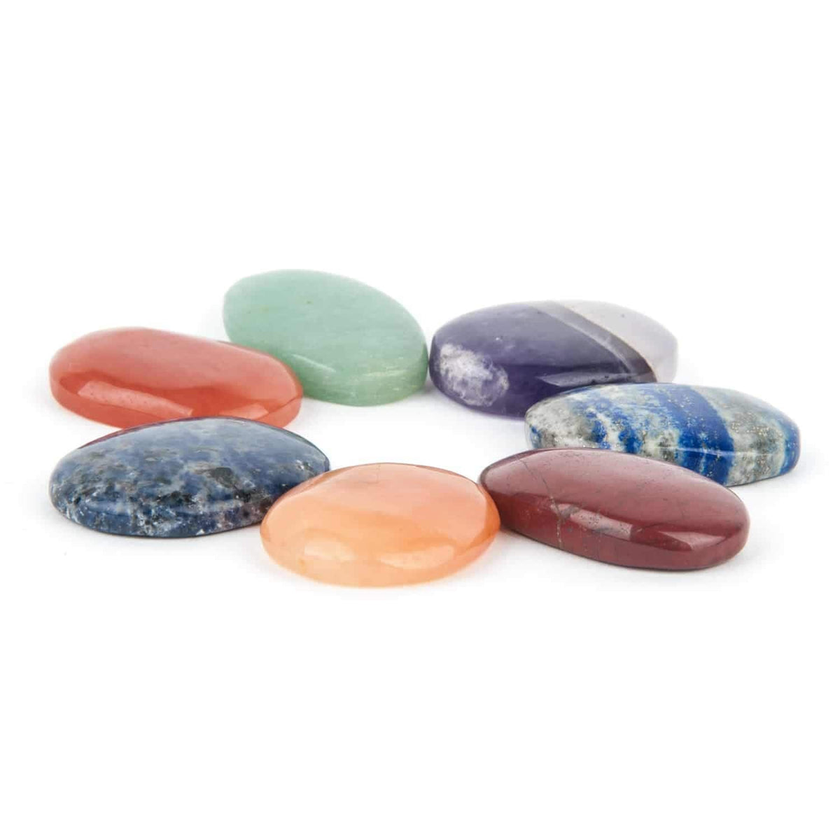 GEMSCITE Seven Chakra Set Thumb Worry Stones Metaphysical Gemstone Crystal Healing Reiki Men Women Gift FENG Shui Positive Energy Love Wellness Palm Stones Wicca Powerful