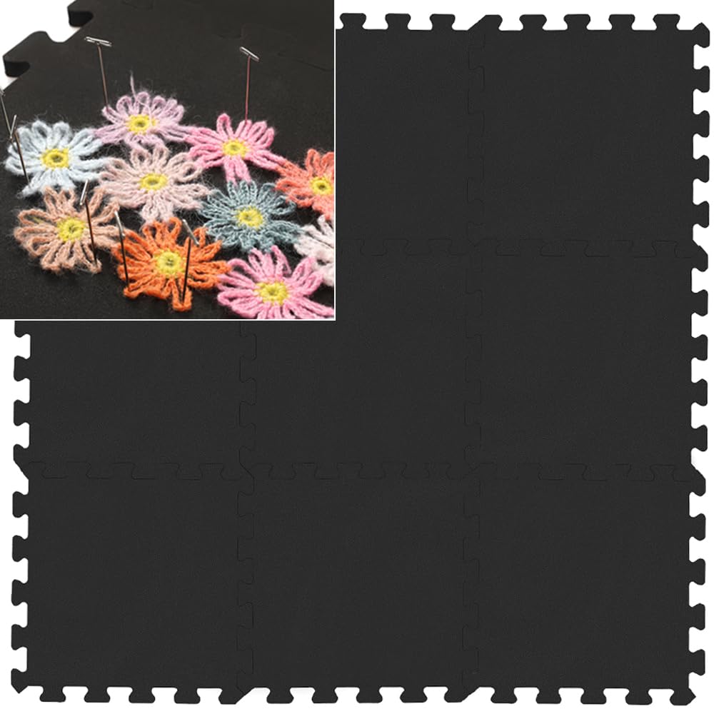 ELSIER Interlocking Blocking Mats, 12”x12”, 9 Pack, Knitting Blocking Mats, Crochet Blocking Board, Blocking Mats for Knitting & Crochet Projects