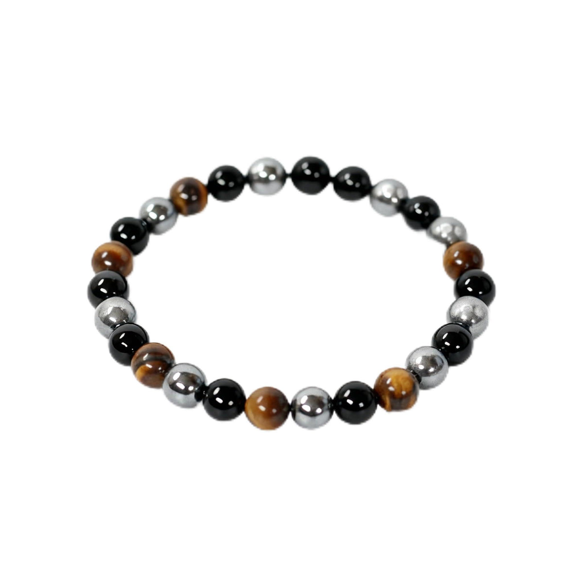 The Vida Handmade AAA+ Quality Crystal Stretch Elastic Bracelet - Nature Gemstone - Jewelry Gift - Holiday Gift - For Women & Men (Tigereye Hermatite BlackOnyx)