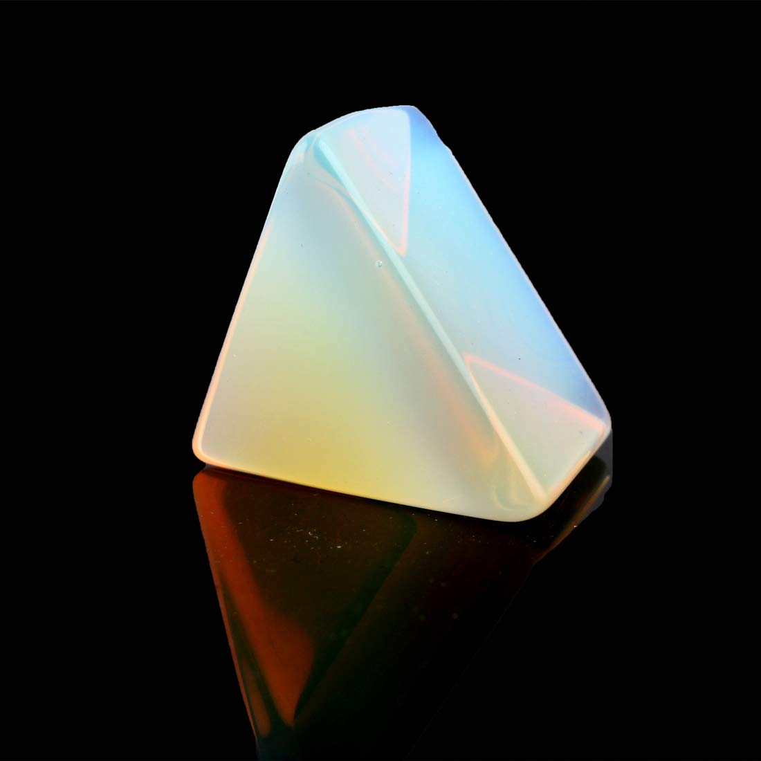 1.5inch Natural Pyramid Carved Chakra Healing Crystal Reiki Stone Gemstone Radiation Deflection Home Decor Gift Decoration Crafts (Opalite)