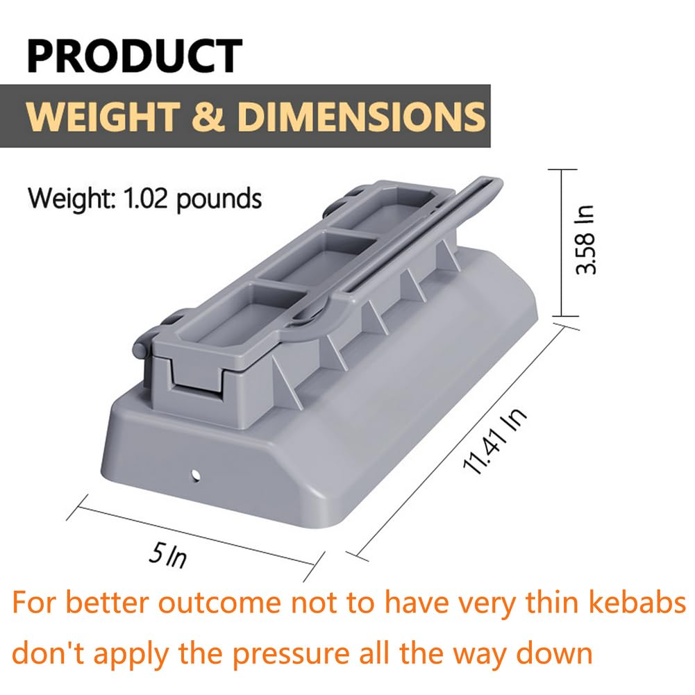 PEOUWNES Large Kebab Maker Press, Gray Plastic Kabab, Manual Kabob Mould, Kabob Maker Barbecue Skewers Form Your Kofta Kebab Like a Traditional Chef Handmade Kebab
