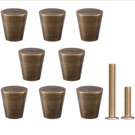 RZDEAL 8Pcs 0.79"x0.98" Solid Brass Cabinet Knobs Handle Antique Bronze Cone Shoe Book Drawer Knob Handle