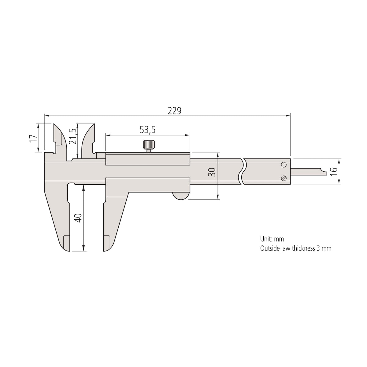 Mitutoyo 530-101 Vernier Calipers, Stainless Steel, for Inside, Outside, Depth and Step Measurements, Metric, 0"/0mm-150mm Range, +/-0.05mm Accuracy, 0.05mm Resolution, 40mm Jaw Depth