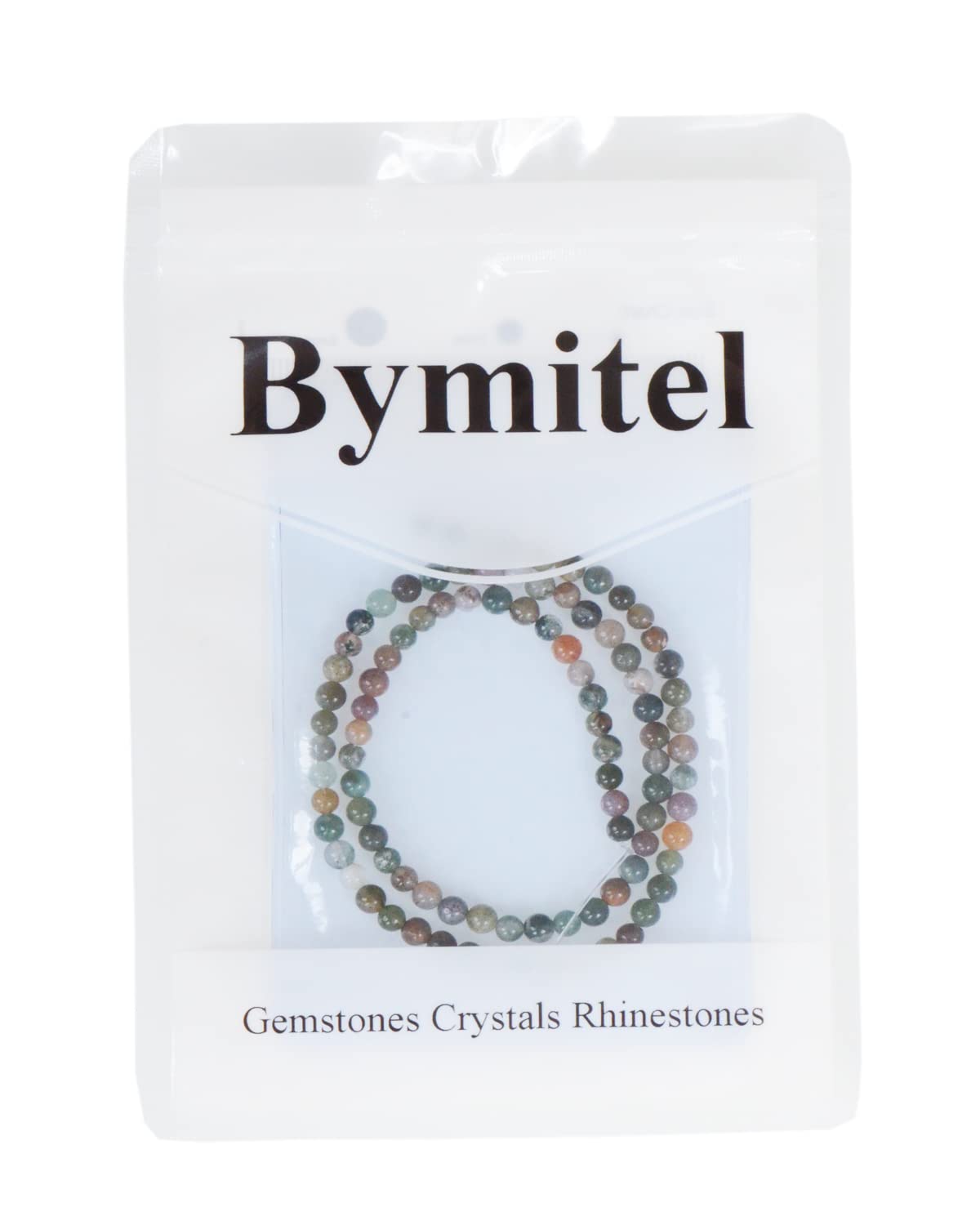 Bymitel 90 pcs Natural Genuine Real Round Loose Stone Beads Gemstone Spacers for Charm DIY Jewelry Making 15.5" per Strand 4mm (Indian Agate, 4mm)
