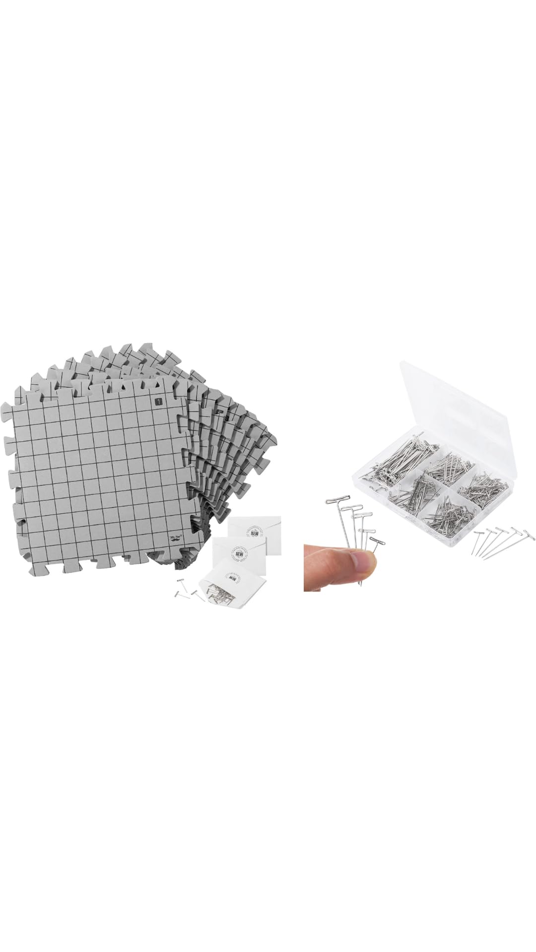 Mr. Pen- Blocking Mats for Knitting & Crochet Projects 12" x 12" & T Pins for Sewing 220 Pack