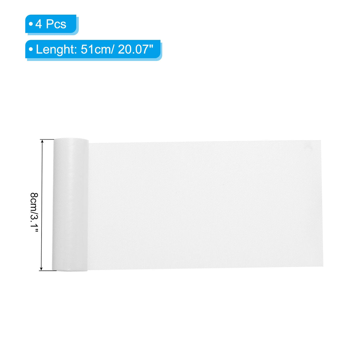 PATIKIL 20 x 3 Twill Fabric Patches, 4 Pcs Iron-on Patches Clothing Repair Patch Craft Embroidery Patches for Jacket Clothes Pants Bags Sewing Decor, White