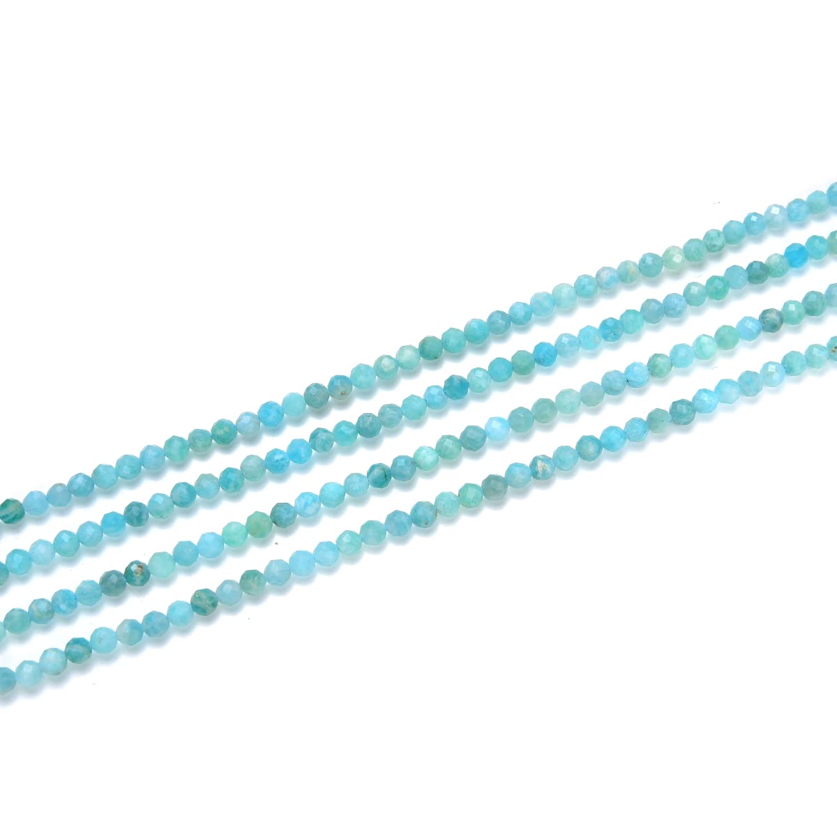 Adabele 15 Inch Natural Blue Amazonite Healing Gemstone 4mm (0.16 Inch) Tiny Small Faceted Round Loose Beads Stone Spacer (90-100pcs) for Craft Jewelry Making GK4-9
