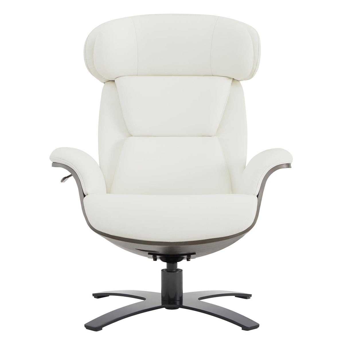 CHITA Genuine Leather Reclining Swivel Chair with Adjustable Headrest and Ottoman for Living Room, White