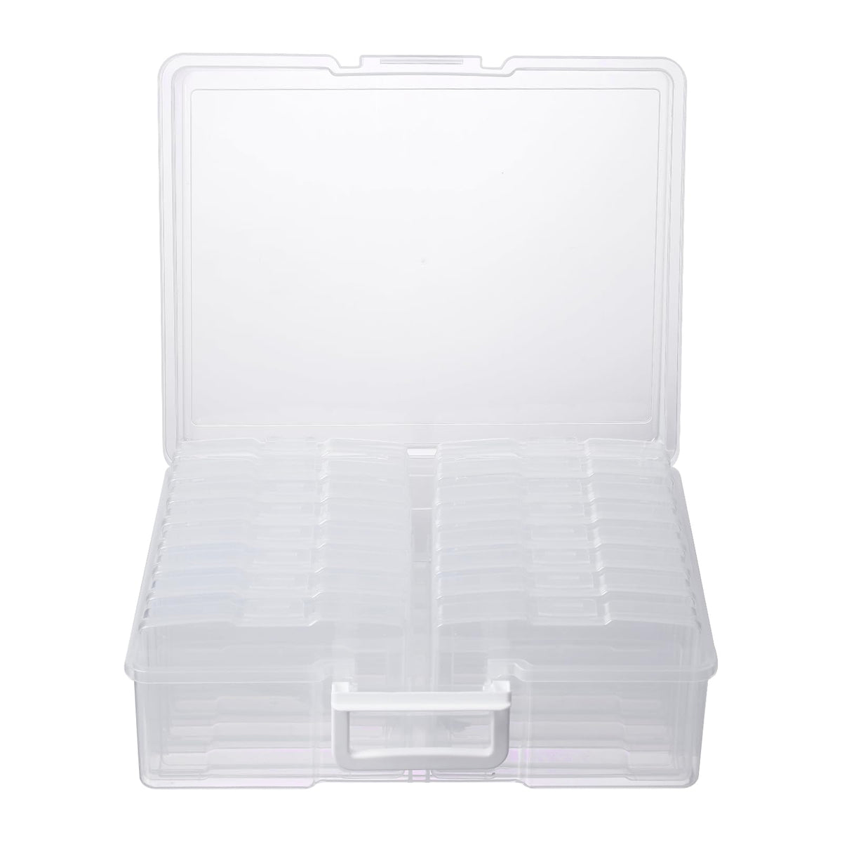 novelinks Transparent 4" x 6" Photo Cases and Clear Craft Keeper with Handle, 16 Inner Photo Organizers & Photo Storage Box, Plastic Photo Storage Containers (Clear)