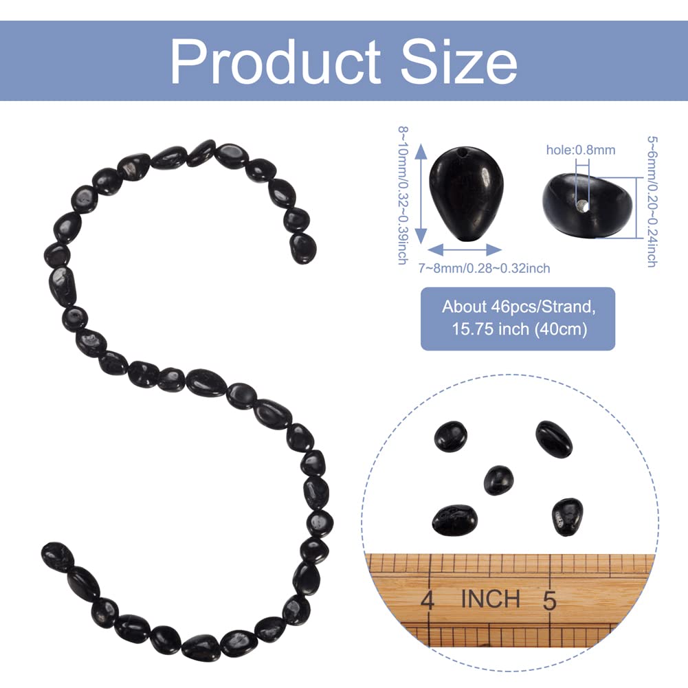 Fashewelry 43Pcs Irregular Natural Black Tourmaline Stone Beads Nugget Tumbled Chakra Healing Gemstone Beads Crystal Healing Loose Beads 8-10x7-8mm for Earring Bracelet Necklace Jewelry