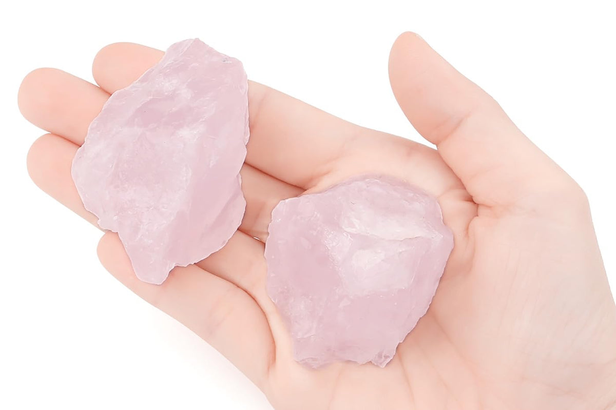NUKAYAI 2Pcs Rose Quartz 1.8-2.2" Large Raw Crystals Natural Rocks Stones Rough Rose Quartz Healing Crystal for Tumbling Cabbing Fountain Polishing Decoration DIY Wrapping Rock Wire Wicca Reiki