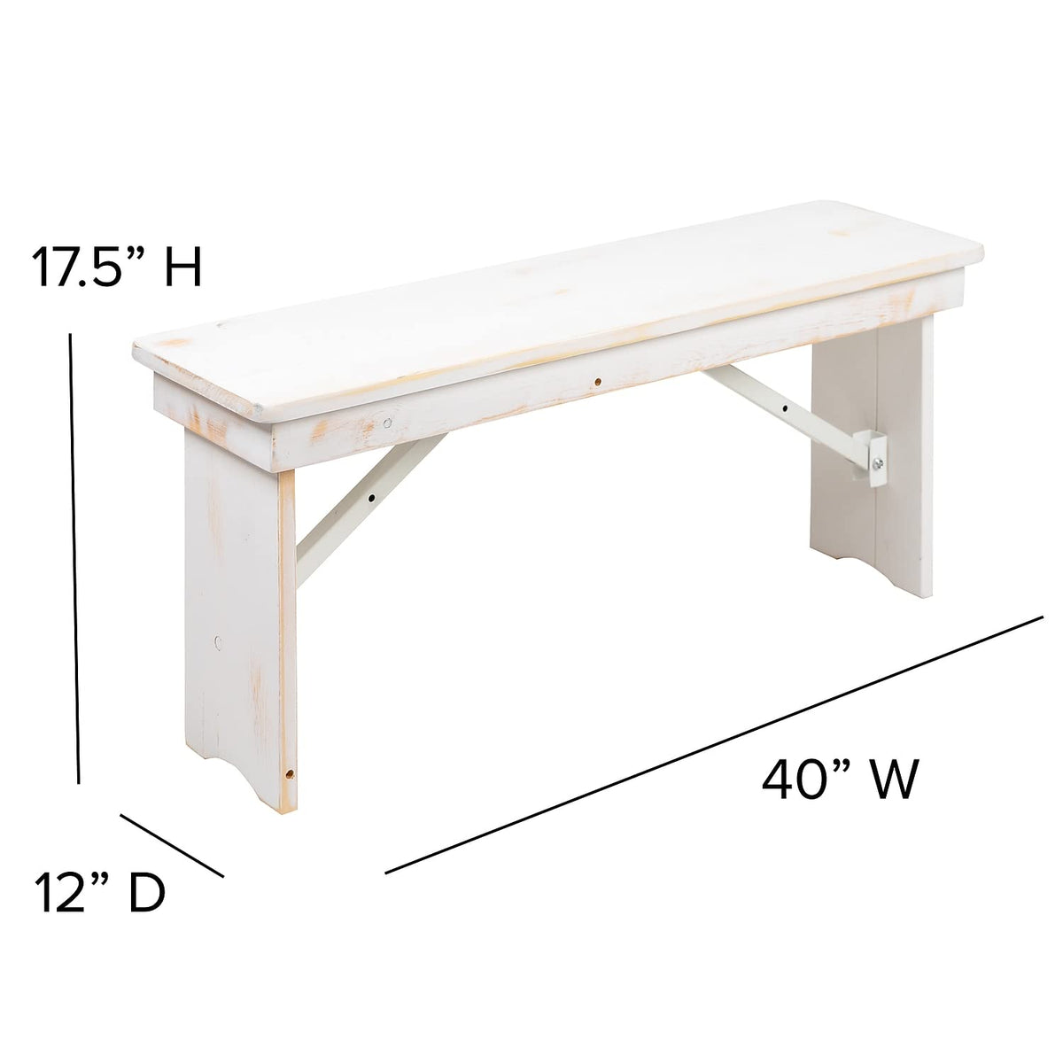 Flash Furniture HERCULES Series 7' x 40" Antique Rustic White Folding Farm Table and Four Bench Set