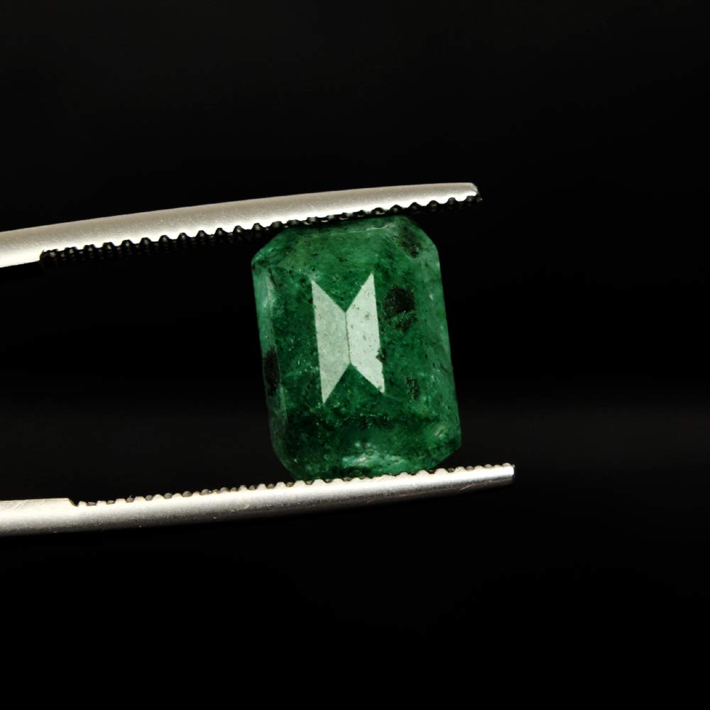 GEMHUB Loose Gemstones For Jewelry Making 4.80 Carat Emerald Cut Natural Green Emerald Natural Gemstones for Jewelry Pendants