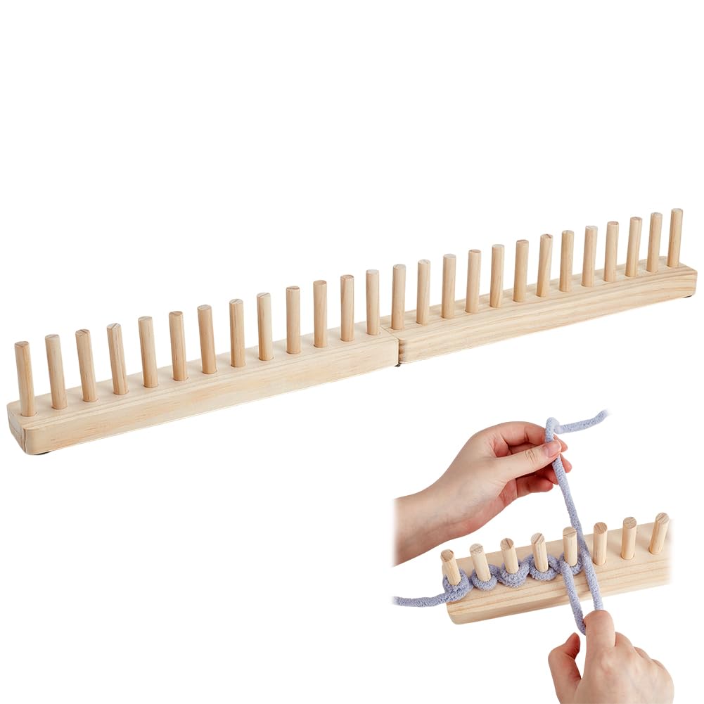 PH PandaHall Wooden Knitting Loom Chunky Blanket Kit Foldable Knitting Board Yarn Crochet Loom Portable Wood Looms Frame for Blankets Weaving DIY Hand Yarn Crafts Beginners Gifts Home Decor