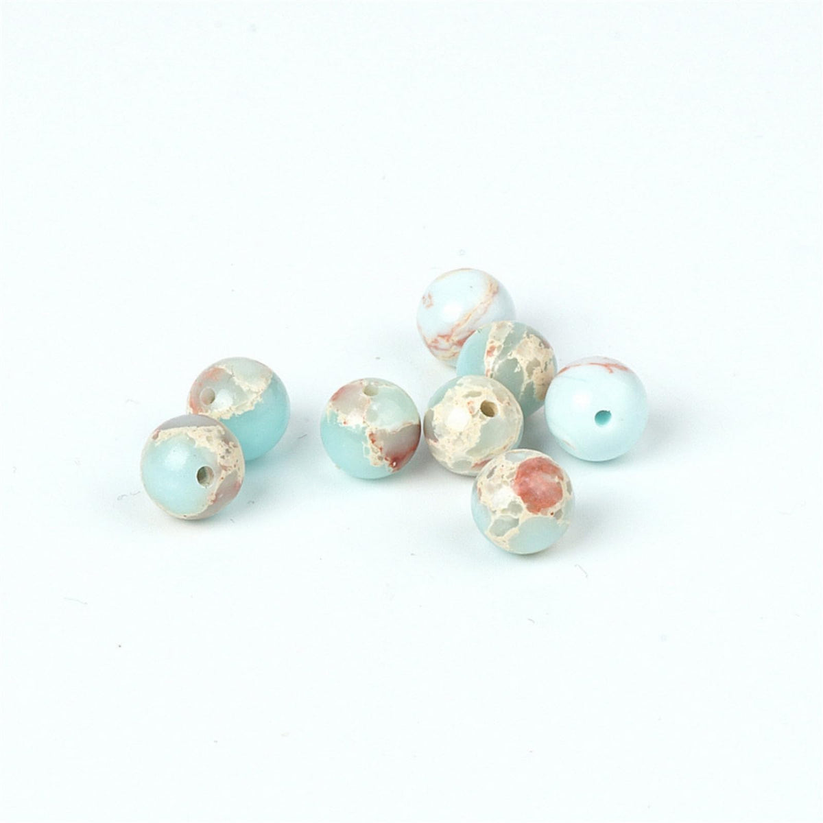 100Pcs Natural Stone 8mm Azure Imperial Jasper Round Loose Gemstone Energy Healing Beads Hole Size 1mm DIY Smooth Beads for Bracelet Necklace Earrings Jewelry Making