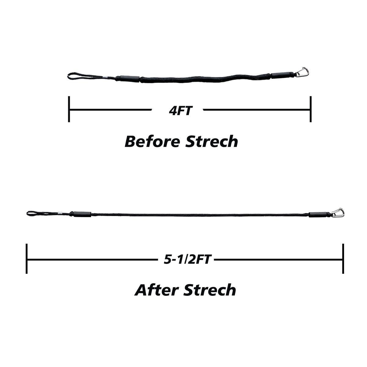 ZRSCHYG Bungee Dock Lines for Boats – Single Hook Heavy-Duty Elastic Anchor Rope – Secure Boat Dock Lines, Potoon Mooring & PWC Tie Downs (Black, 4 FT)