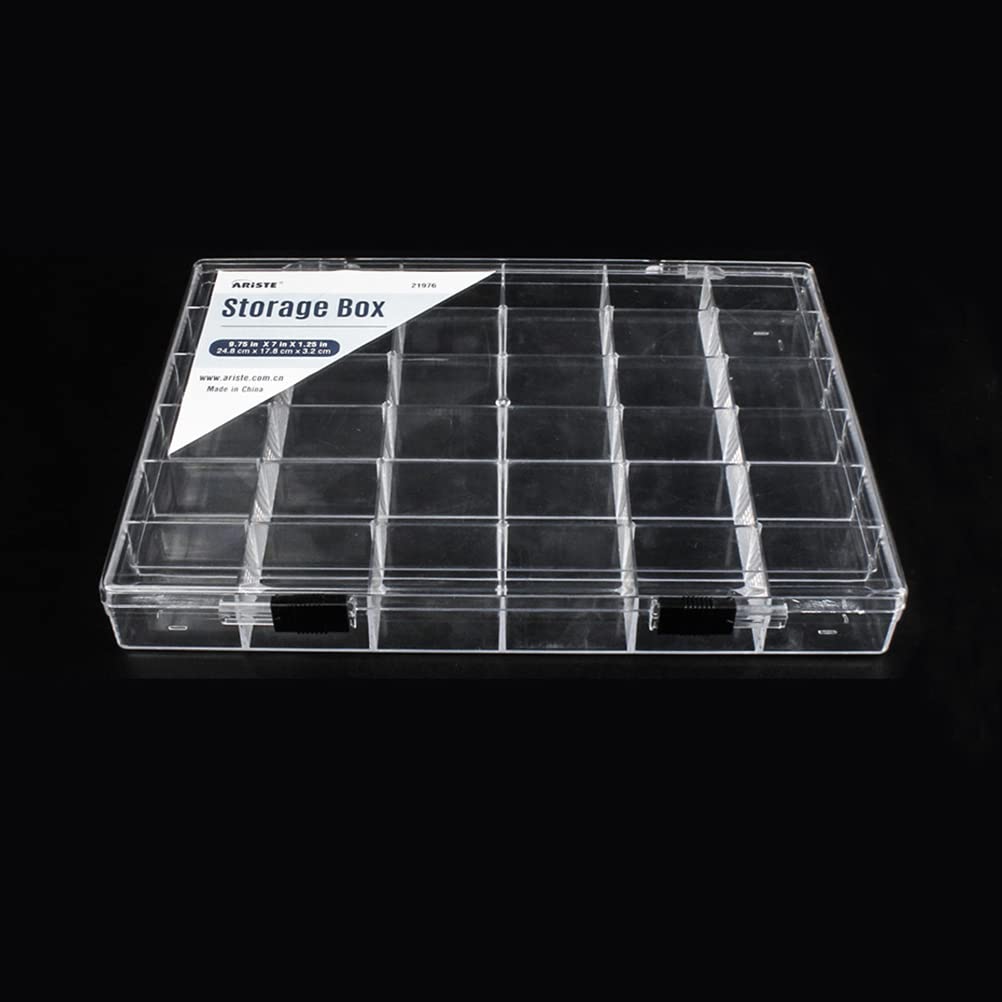 Chemlliy 36 Grids Clear Plastic Organizer Box, Craft Storage Container for Beads Organizer, Art DIY, Crafts Jewelry Storage, Fishing Tackles, Rock Collection, 1 Pack
