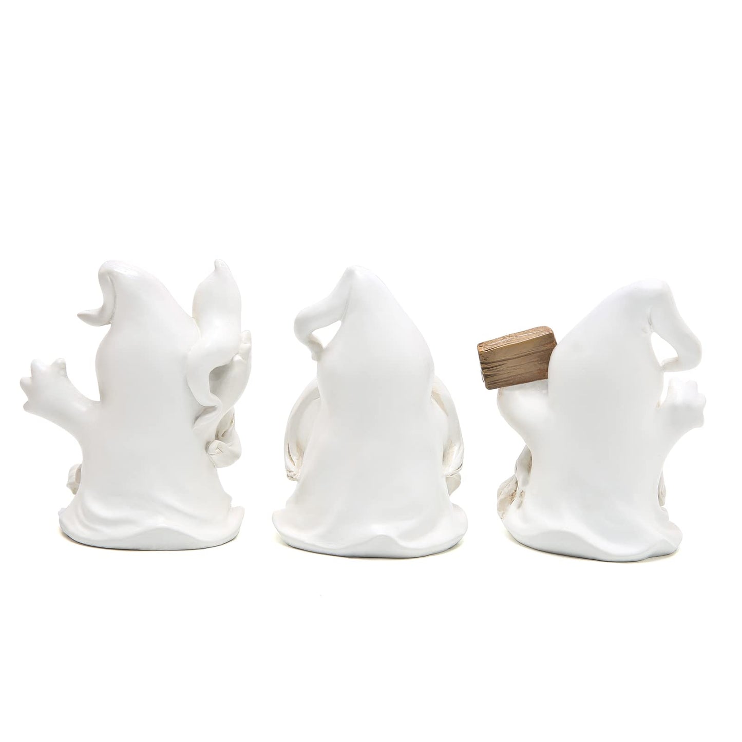 Hodao Halloween Ghost Gnome Figurines - Cute Spooky with Pumpkin & Boo Sign, 3PCS Indoor Outdoor Decor for Home, Party, Tiered Trays, Windowsills & Gifts