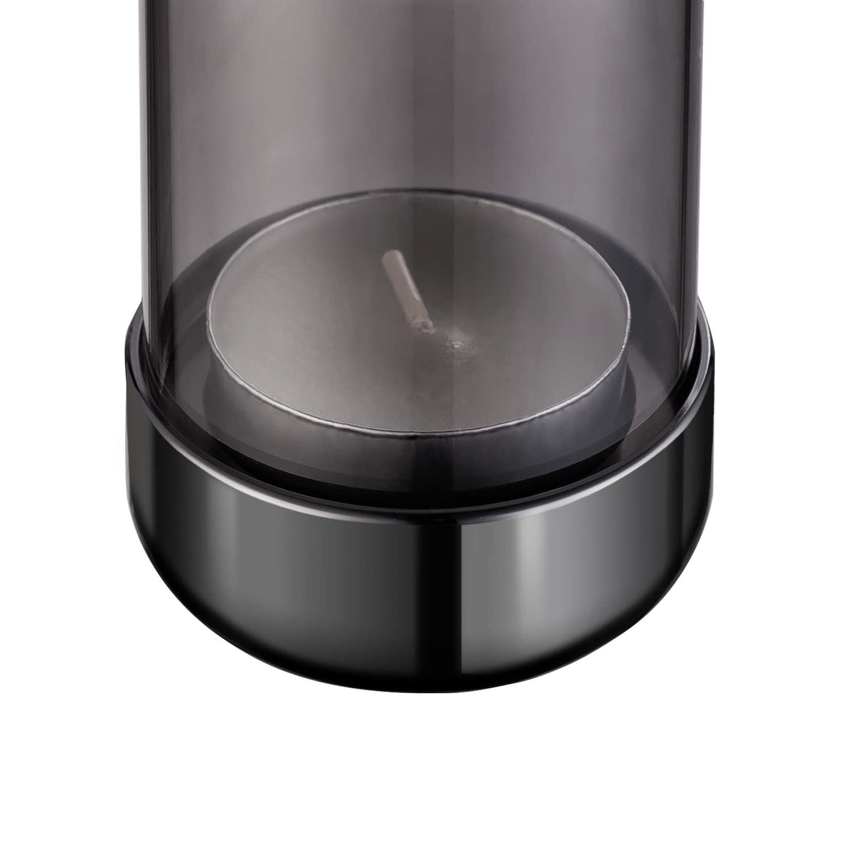 Faveaux Tealight Candle Holder Black Tea Candle Holder Cylinder Glass for Standard Tea Light Birthday Party Table DIY Decor Pack of 4, Black Nickel Base+Black Glass