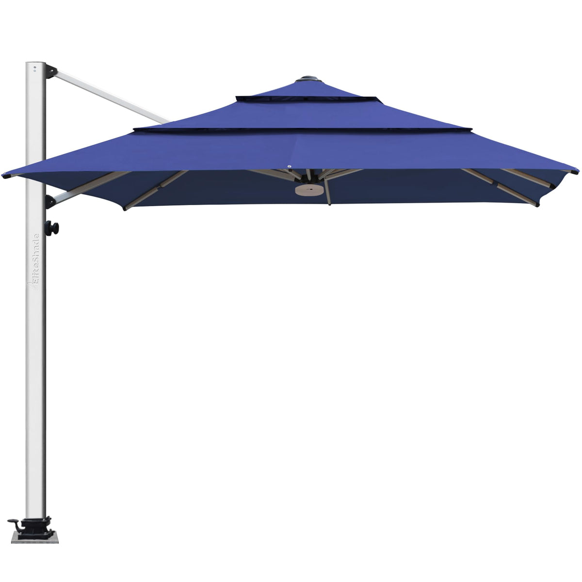 EliteShade USA APOLLO 3-Tier 10x10FT Full Aluminum Cantilever Patio Umbrella for Outdoor Restaurant Garden Courtyard Deck Pool and Marketing with Light (No battery), Navy Blue
