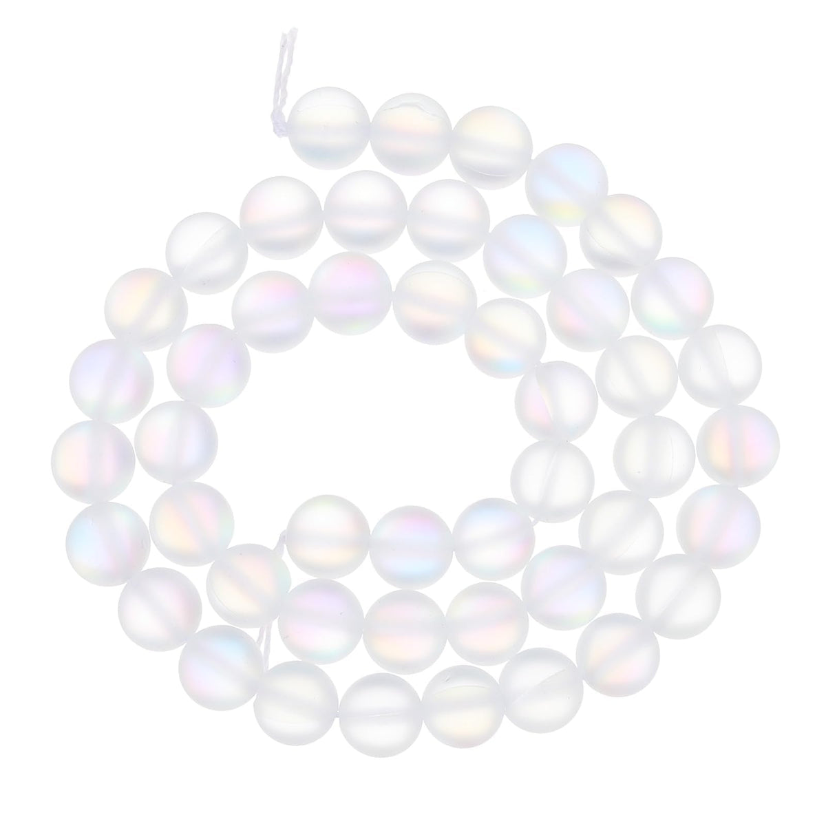 uxcell Matte Crystal Glass Beads 8mm Synthetic Frosted Shining Semi-Precious Round Loose Beads Synthetic Moonstone for Jewelry Making DIY Bracelet, White