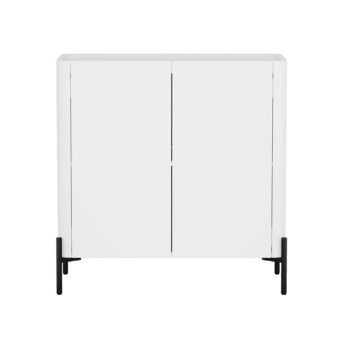 Manhattan Comfort Abbey Accent Cabinet with Doors, Tray Top Design and Adjustable Shelves, Sleek Modern Storage Furniture for Dining Area, Living Room Entryway, White