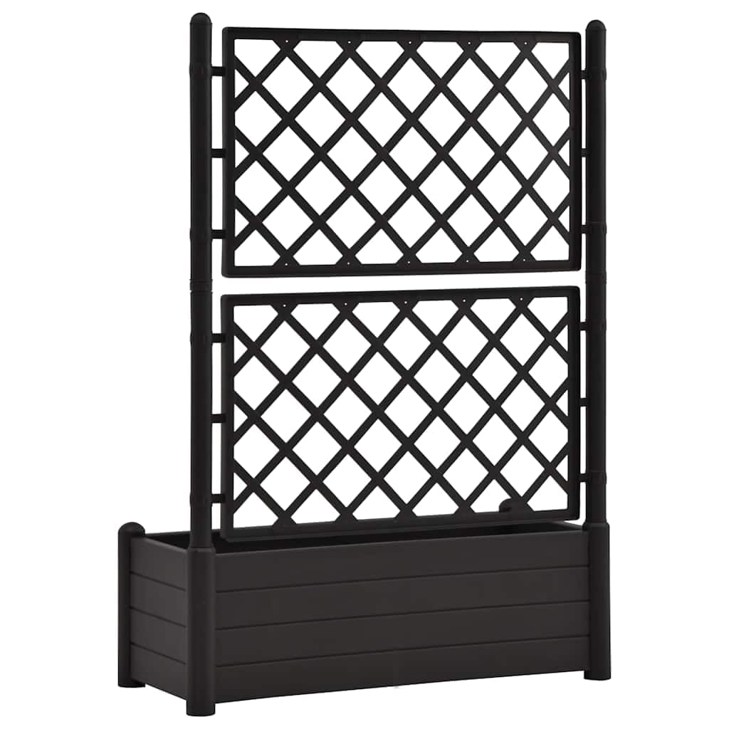 Zeehear Garden Planter Box with Trellis, 39.4", for Outdoor Flower, Plant, Vegetable & Herb Growing, Large Raised Planting Pots for Gardening - Anthracite