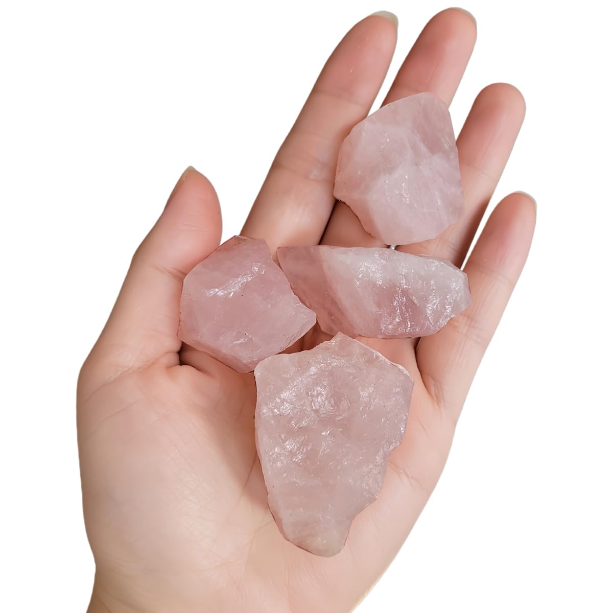 3-5Pcs Rose Quartz Natural Raw Crystals 1''-2'' Rough Stones Rocks for Tumbling Polishing Cabbing Gemstones Crystals and Healing Stones for Wicca Reiki,Fountian Rocks for Decorations (Rose Quartz)