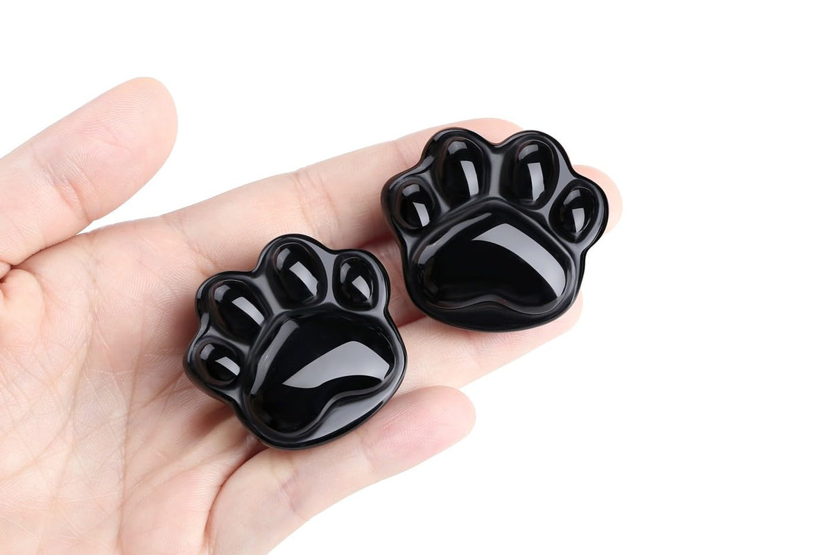 NUKAYAI Black Obsidian Cat Paw Statue Carved Figurines Sculpture Decor Worry Stone for Anxiety Handcrafted Natural Crystals and Healing Stones Cute for Cat Lovers Women