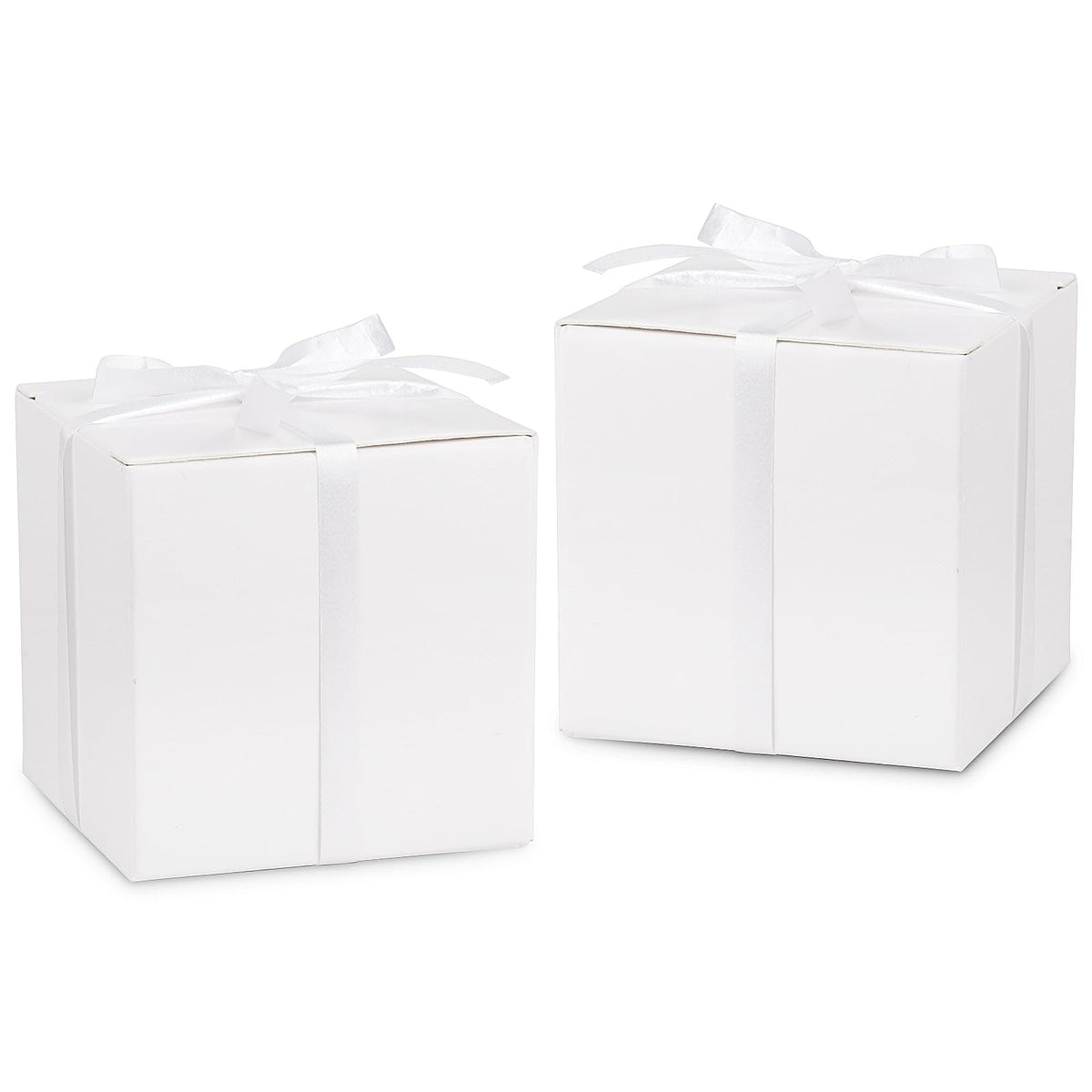 Adecortalk 100 Pcs Mini White Gift Boxes 2x2x2 Inches White Party Favor Boxes Gift Candy Boxes with Ribbons for Birtyhday Wedding Baby Shower Graduation Bridal Shower Halloween Christmas Valentine Gifts