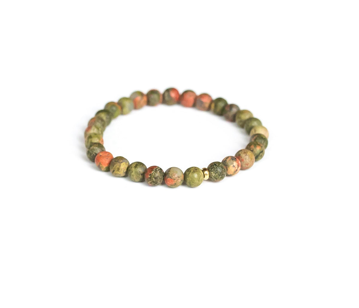 Love & Grace Handmade Unakite Stone Beaded Bracelets - Premium 6mm Beads with Durable Elastic Stretch Wristbands, Vibrating Good Energy, Blessing, Grounding, Power, for Men and Women