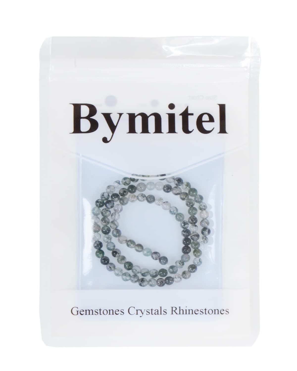 Bymitel 90 pcs Natural Genuine Real Round Loose Stone Beads Gemstone Spacers for Charm DIY Jewelry Making 15.5" per Strand 4mm (Green Moss Agate, 4mm)