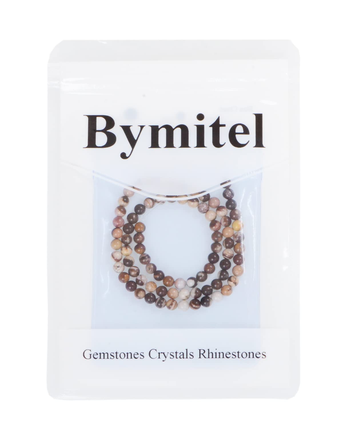 Bymitel 90 pcs Natural Genuine Real Round Loose Stone Beads Gemstone Spacers for Charm DIY Jewelry Making 15.5" per Strand 4mm (Brown Zebra, 4mm)