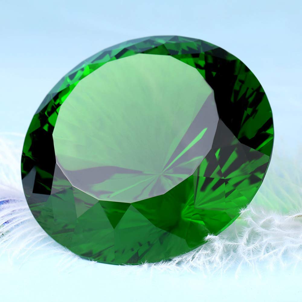 Crystal Glass Diamond Shaped Decoration, Green 60mm Jewel Paperweight,Gift Decoration Idea For Christmas, Thanksgiving (Please identify our brand Yarr Store)