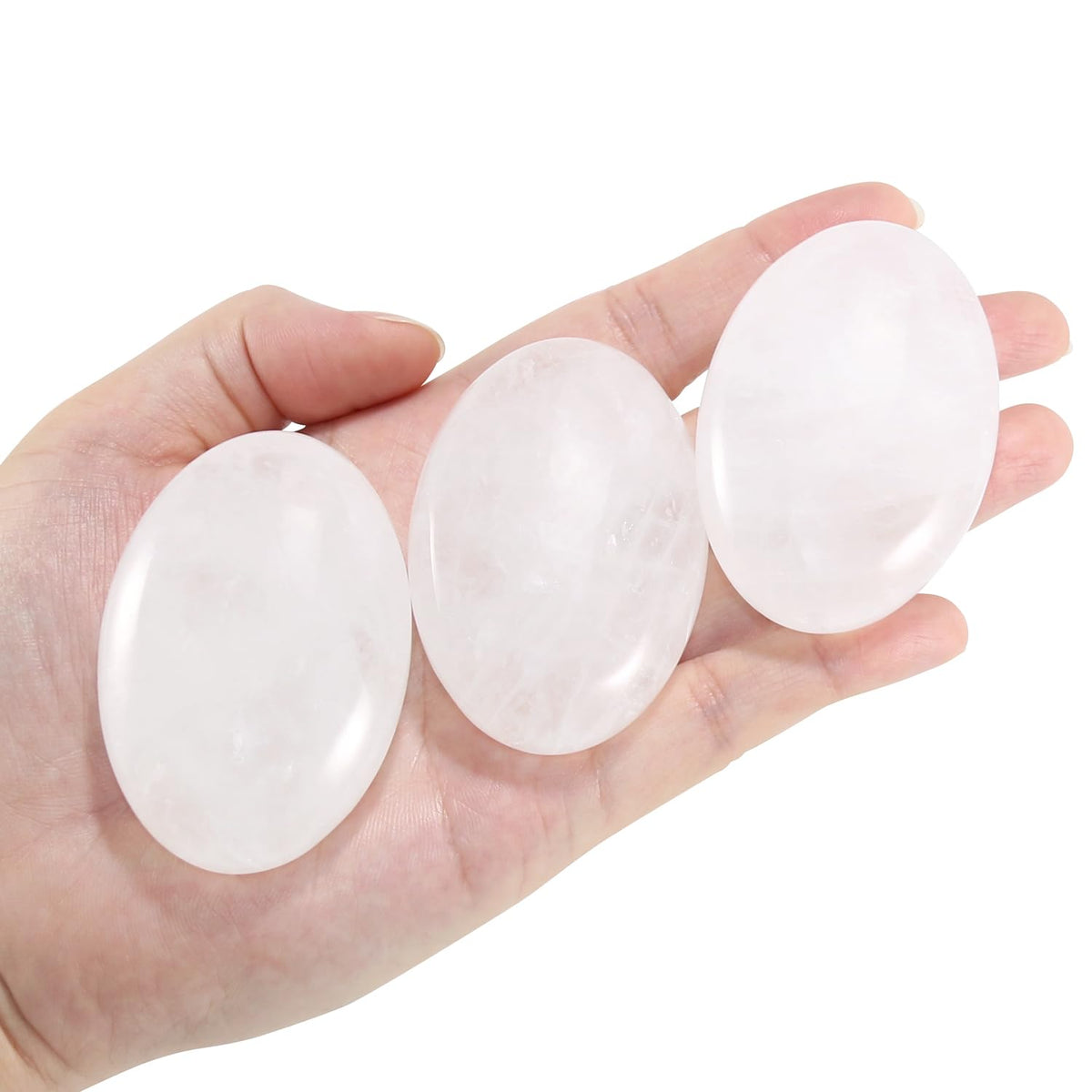 Nvzi Clear Quartz Crystal Palm Stone, Worry Stones, Crystals and Healing Stones, Polished Rocks, Natural Gemstones, Chakra Stones for Healing Crystals Daily Use