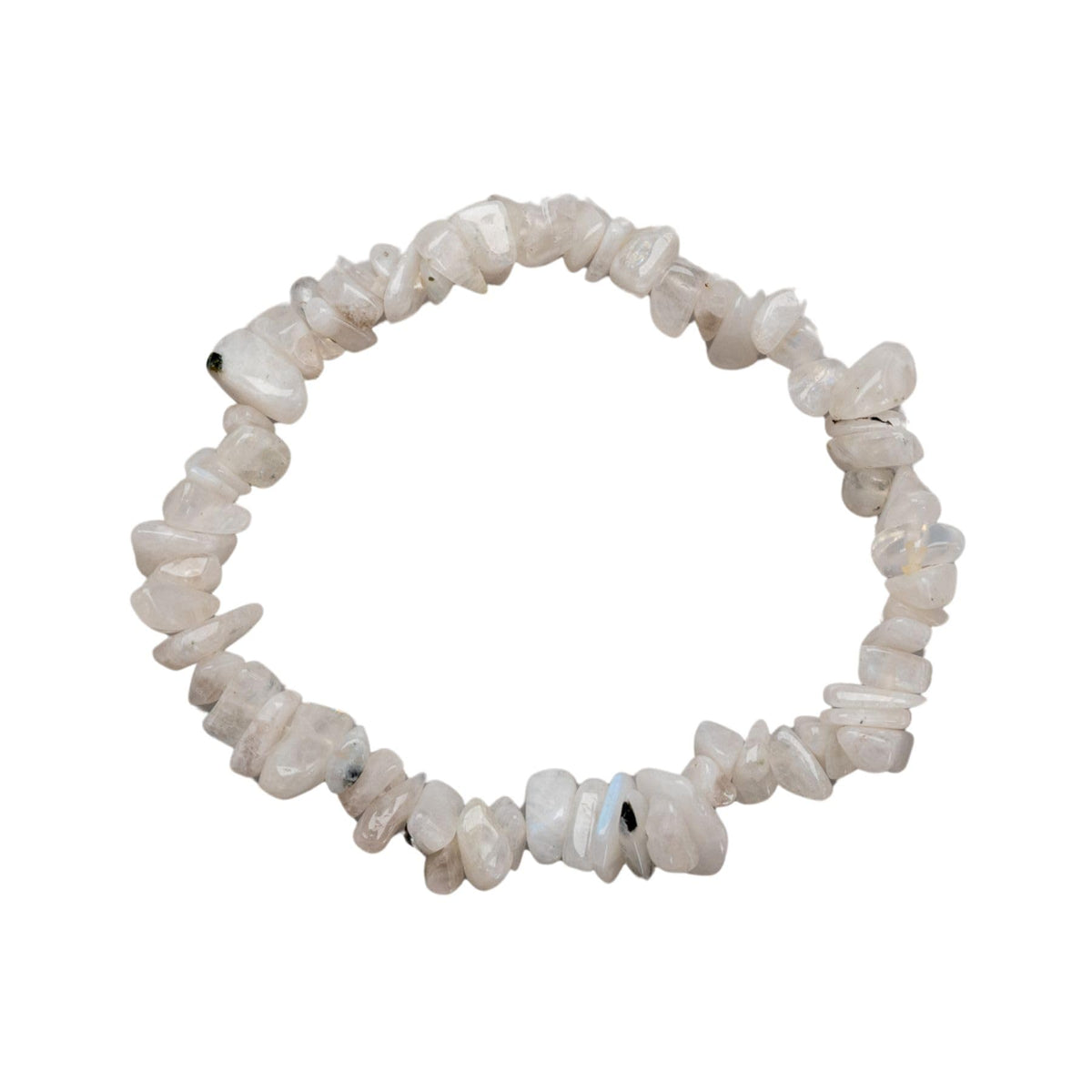 Down To Earth Moonstone Natural Gemstone Bracelets, Chakra Crystal Healing Chip Stretch Bracelets, Gemstone Polished Irregular Crystals, Crystal Irregular Chips Beads Stretch Bracelets (Moonstone)