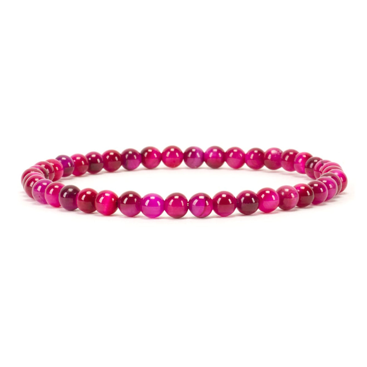 Cherry Tree Collection - Small, Medium, Large Sizes - Gemstone Beaded Bracelets For Women and Men - 4mm Round Beads (Pink Tiger's Eye, Small)