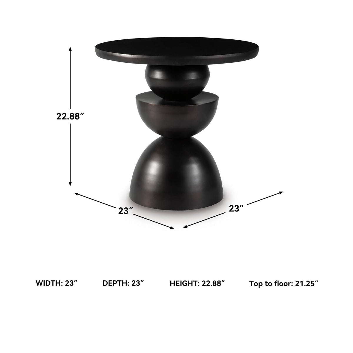 Signature Design by Ashley Kurtson Modern Metal Accent Table with Pedestal Base, Black