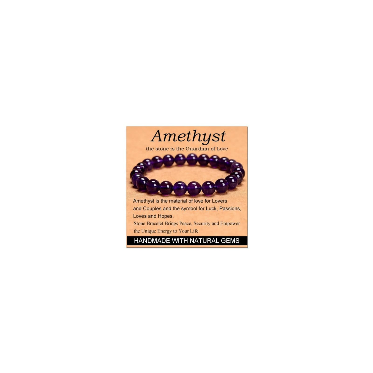 CHELYQST Amethyst Bracelet - Stone of Guardian of Love,Stretch Natural Stone Crystal Beads Jewelry Gifts for Women Men Unisex Adult,8mm