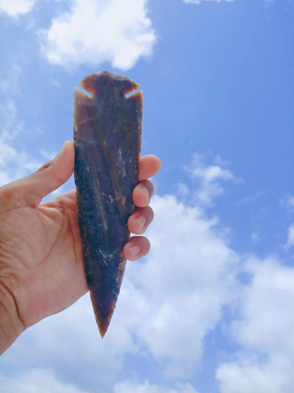Morocca 7" Flint Spearhead Arrowhead OH Collection Project Point (1PC) Indian Handmade Craftsmanship DIY Agate