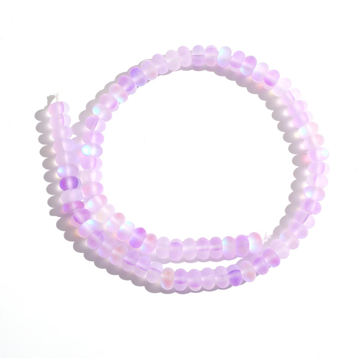 5x8mm Violet Matte Aurora Crystal Glass Beads Loose Rondelle Disc Beads Frosted Moonstone for Jewelry Making
