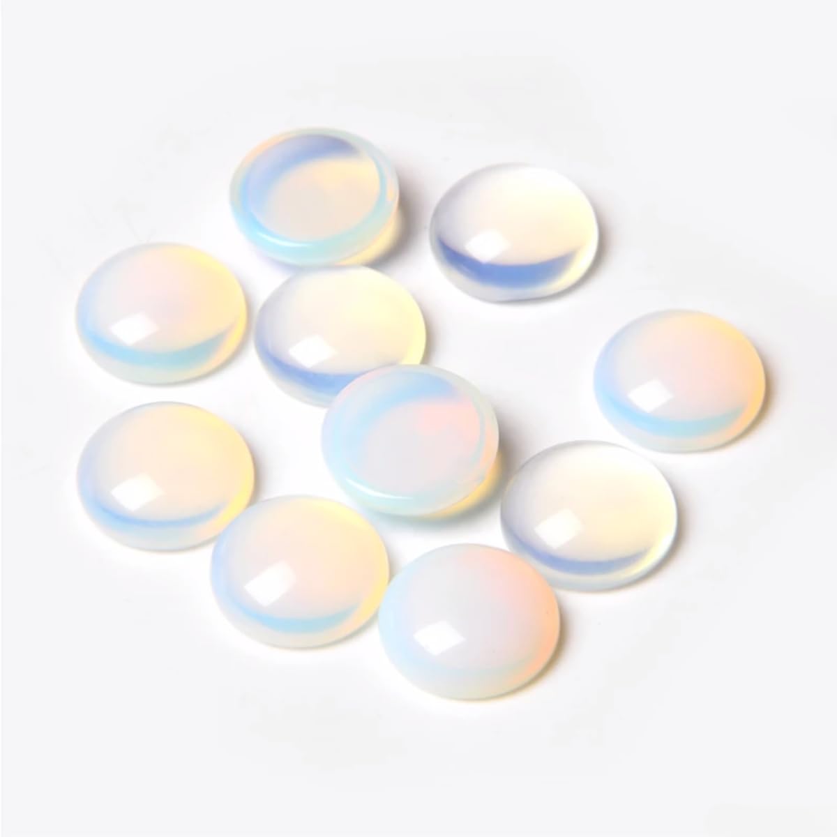 20pcs 4mm Natural Stone No Hole Opal Semicircle Smooth Cabochons Beads Healing Chakra Crystal Stone Bead for Jewelry Making Rings Earrings Necklace Bracelet DIY Crafts