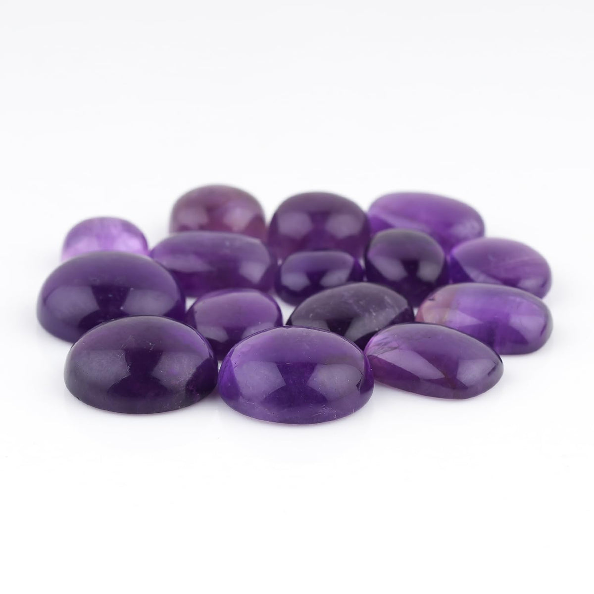 GemSymphony 100 Carat Natural Amethyst Gemstone Cabochon Lot Mixed Shapes – 10 pcs Hand Polished Crystal Stones for Jewelry Making Supply, Healing, Reiki, Craft Supplies, Unique Cab Set for Wire Wrapping & Collectors (10-20 mm)