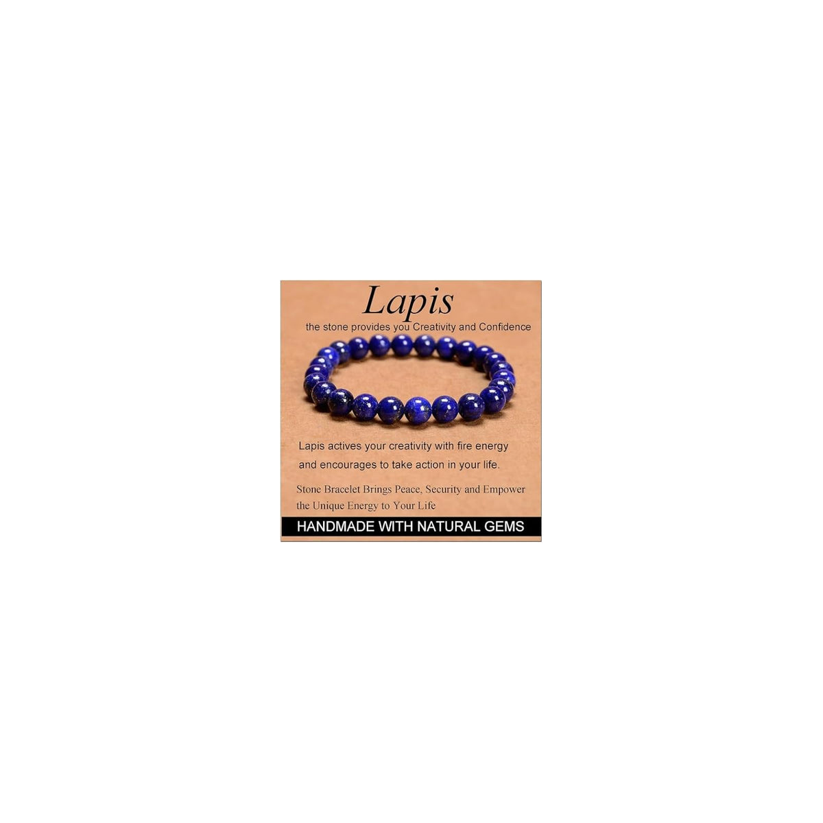 CHELYQST Lapis Lazuli Bracelet - Stone of Creativity and Confidence,Stretch Natural Stone Crystal Beads Jewelry Gifts for Women Men Unisex Adult,8mm